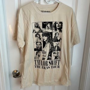 NEW Taylor Swift The Eras Tour US Dates Beige T-Shirt Size Large